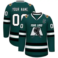 Midnight Green White-Black Classic Hockey Jersey 1