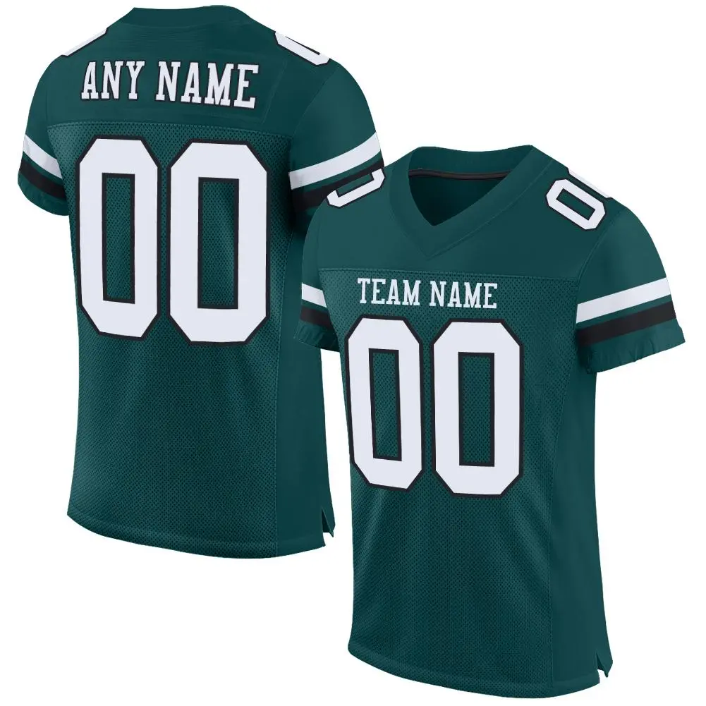 Midnight Green White-Black Classic Mesh Football Jersey