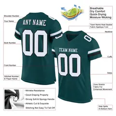 Midnight Green White-Black Classic Mesh Football Jersey 2