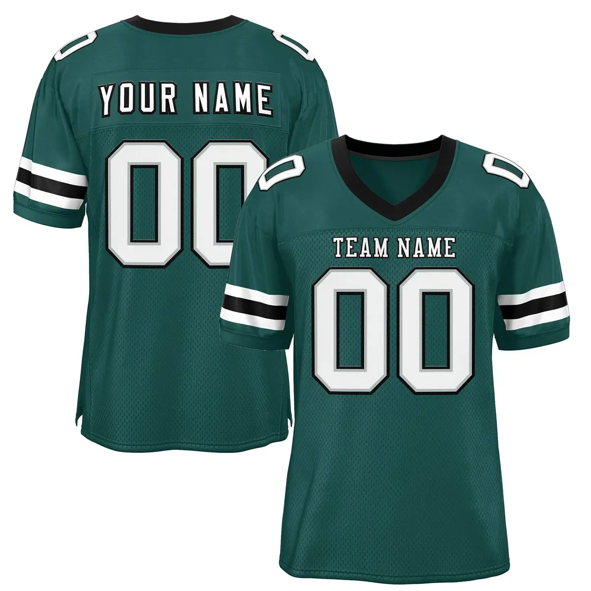 Midnight Green White-Black Classic Mesh Football Jersey