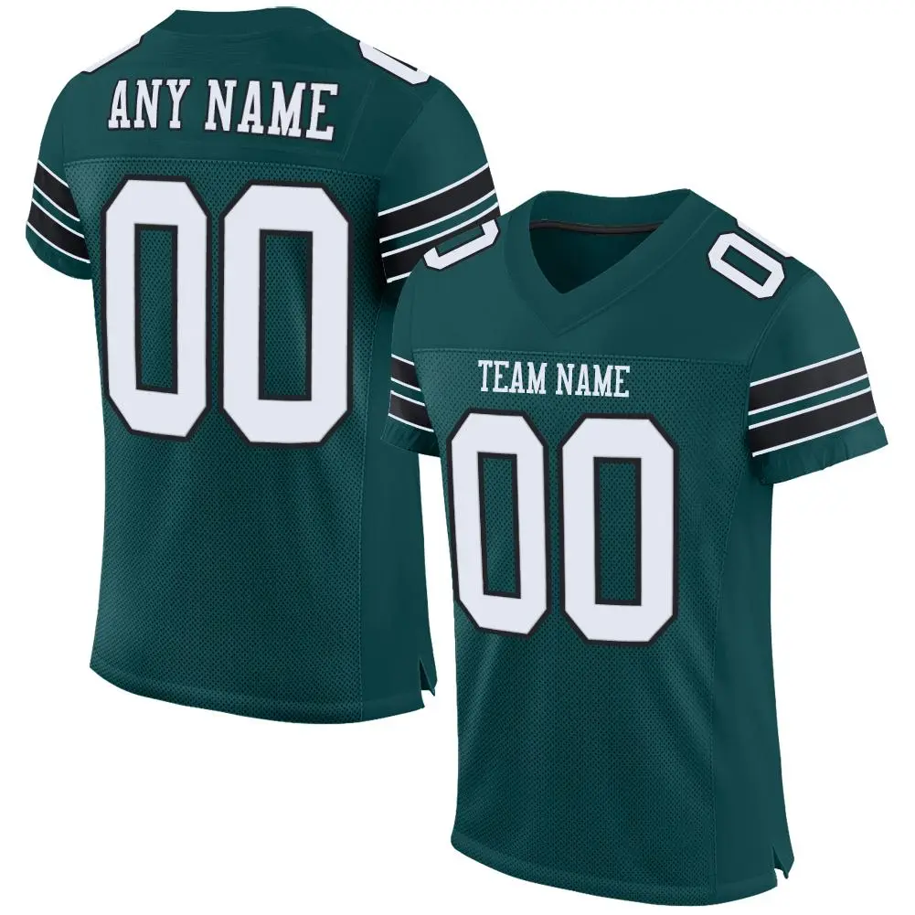 Midnight Green White-Black Classic Mesh Football Jersey