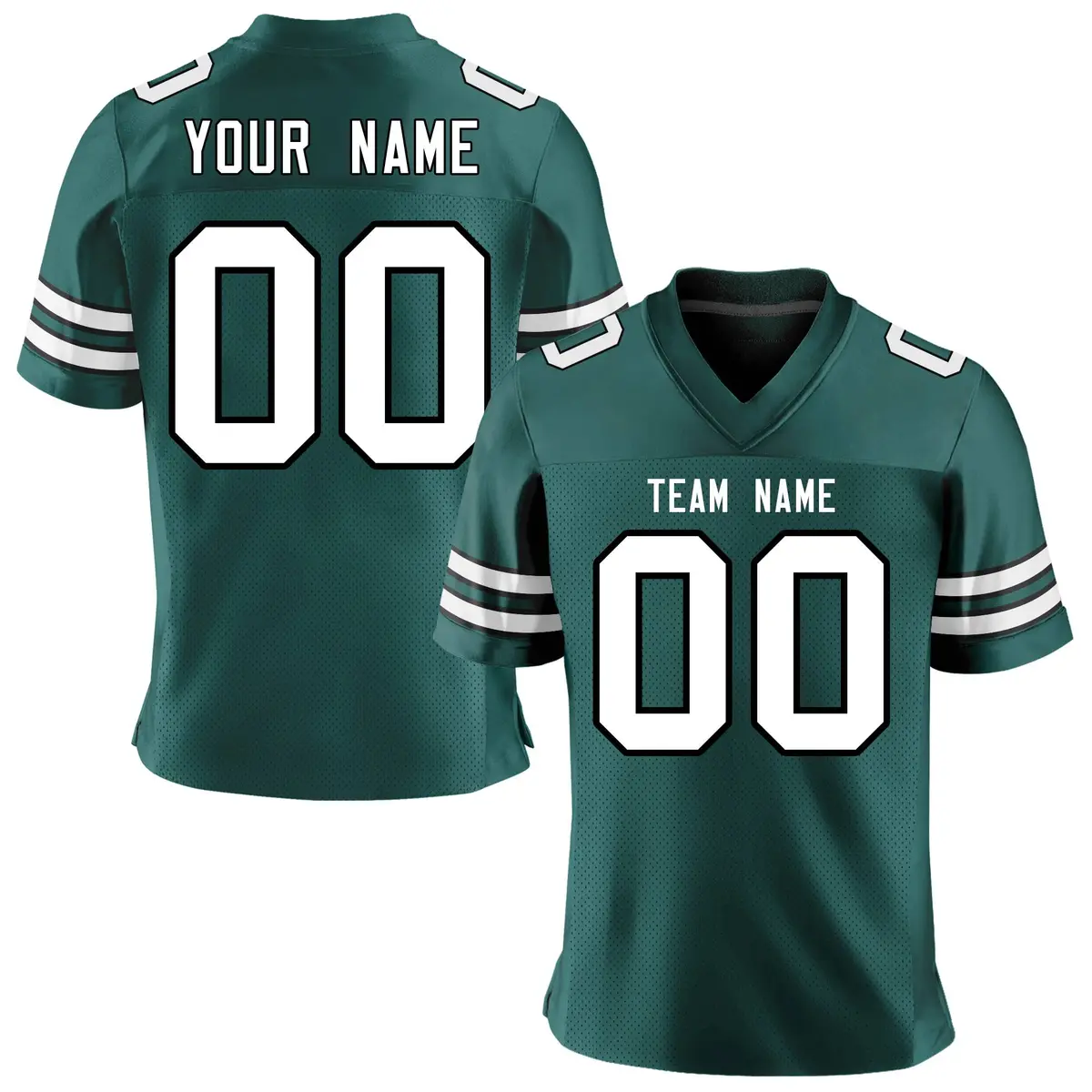 Midnight Green White-Black Classic Mesh Football Jersey