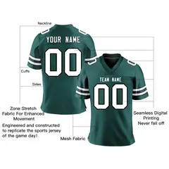 Midnight Green White-Black Classic Mesh Football Jersey 2