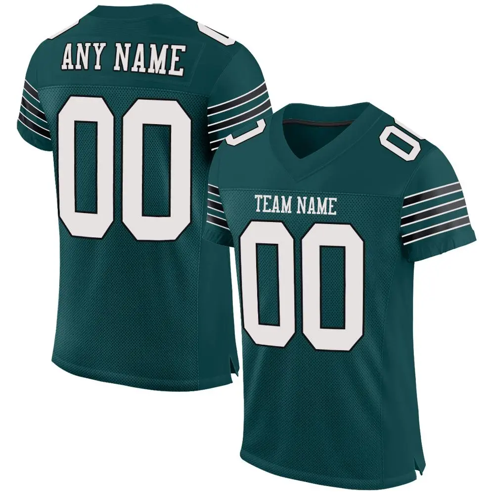 Midnight Green White-Black Classic Mesh Football Jersey