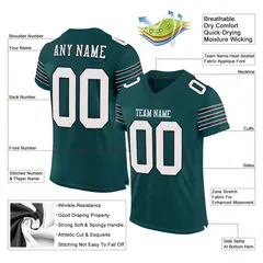 Midnight Green White-Black Classic Mesh Football Jersey 2