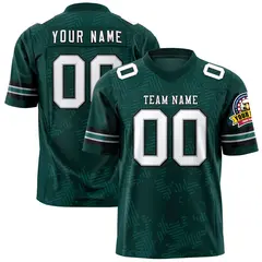 Midnight Green White-Black Graffiti Line Football Jersey 1