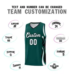 Midnight Green White Black Graffiti Side Curve Basketball Jersey Sets 4