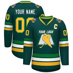 Midnight Green White Kelly Green-Gold Hockey Jersey 1