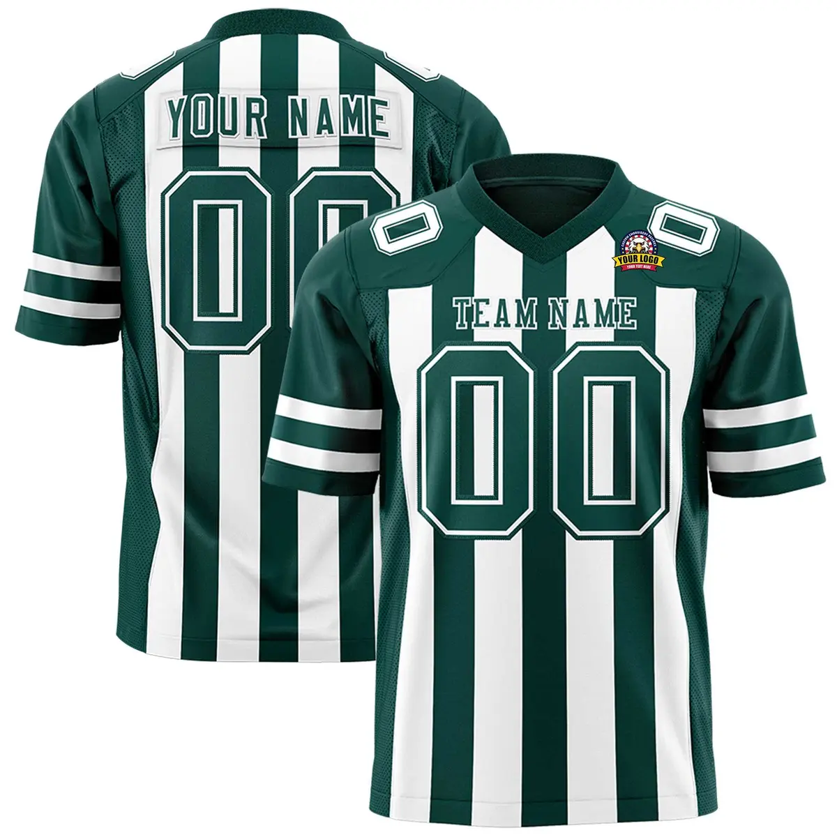 Midnight Green White Thick Stripe Authentic Football Jersey