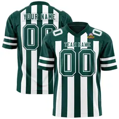 Midnight Green White Thick Stripe Authentic Football Jersey