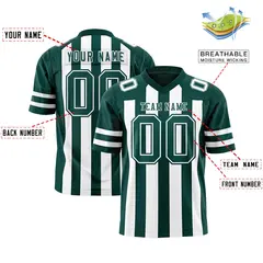 Midnight Green White Thick Stripe Authentic Football Jersey 2