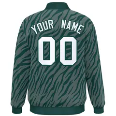 Midnight Green White Tiger Stripes Graffiti Varsity Bomber Jacket 4