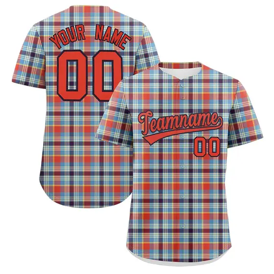 Multi Color Plaid Authentic Baseball Jersey