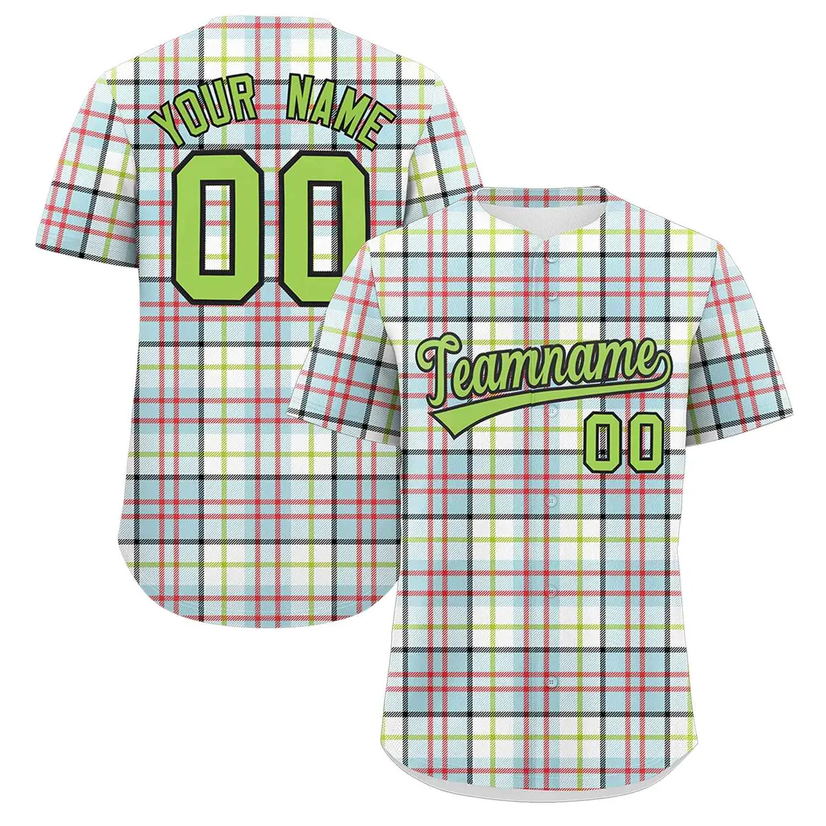 Multi Color Plaid Authentic Baseball Jersey