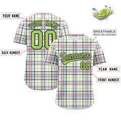 Multi Color Plaid Authentic Baseball Jersey 2
