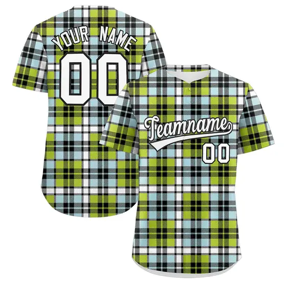 Multi Color Plaid Authentic Baseball Jersey