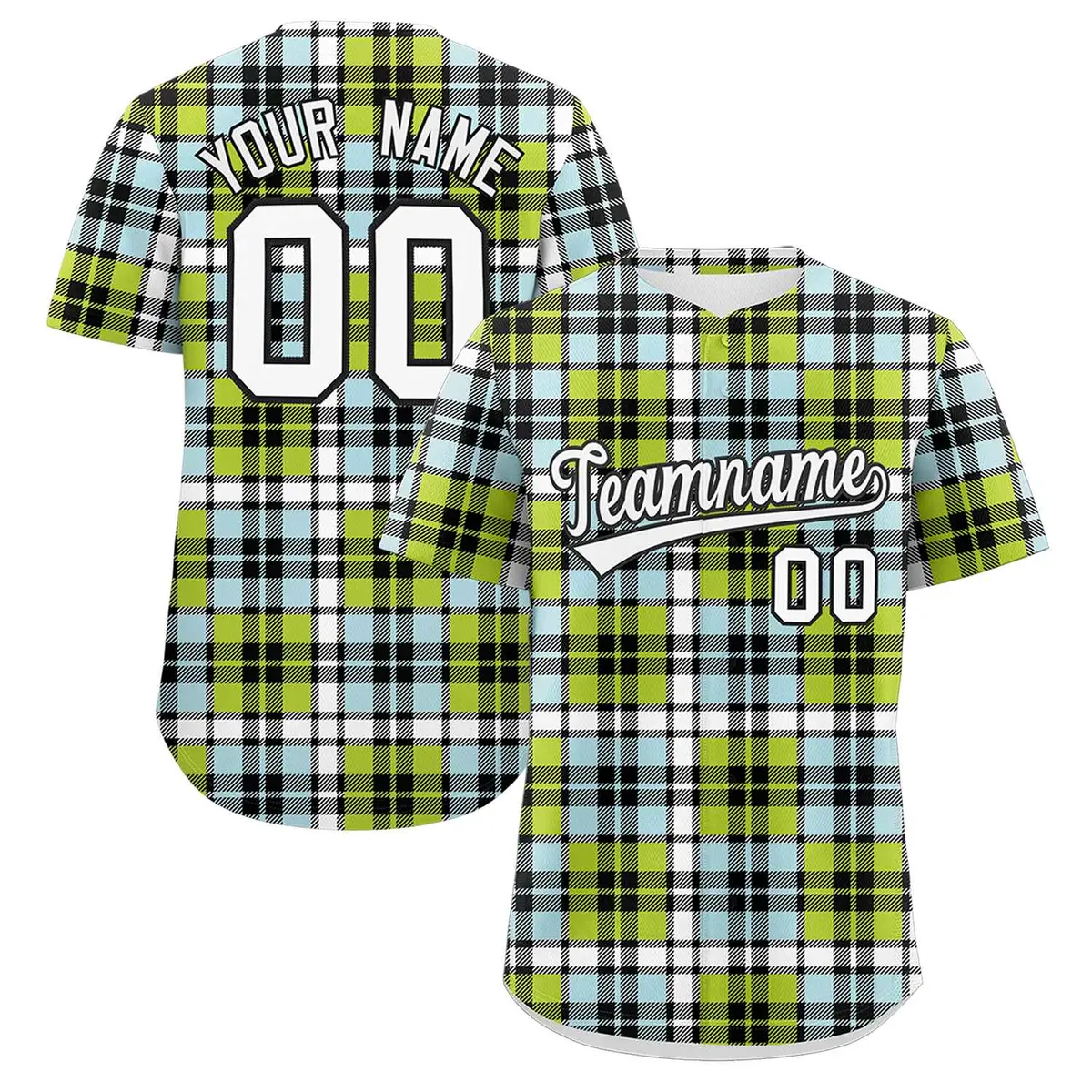 Multi Color Plaid Authentic Baseball Jersey