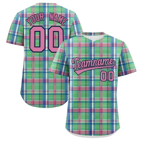 Multi Color Plaid Authentic Baseball Jersey
