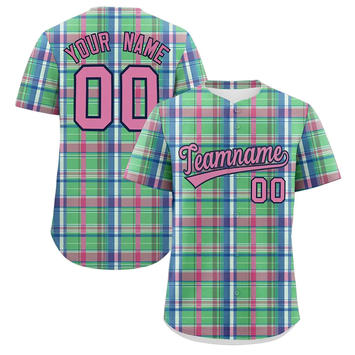 Multi Color Plaid Authentic Baseball Jersey