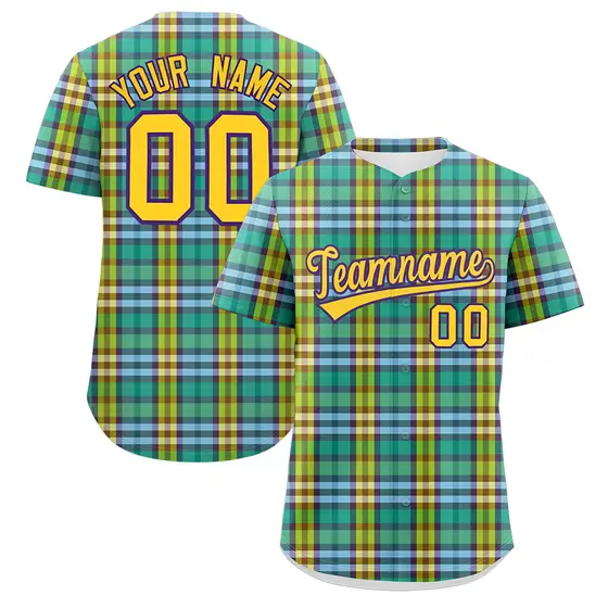 Multi Color Plaid Authentic Baseball Jersey