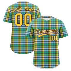 Multi Color Plaid Authentic Baseball Jersey 1