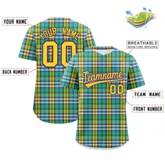 Multi Color Plaid Authentic Baseball Jersey 2