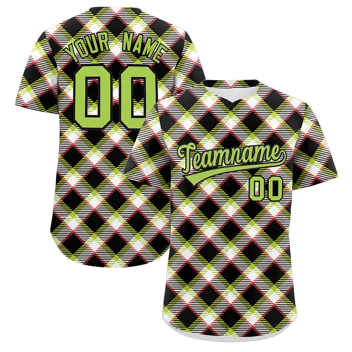 Multi Color Plaid Authentic Baseball Jersey