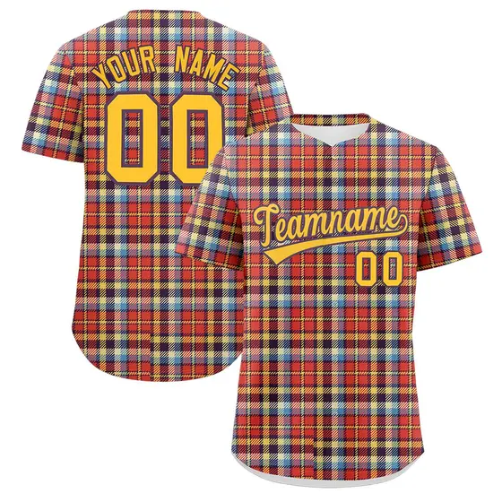 Multi Color Plaid Authentic Baseball Jersey