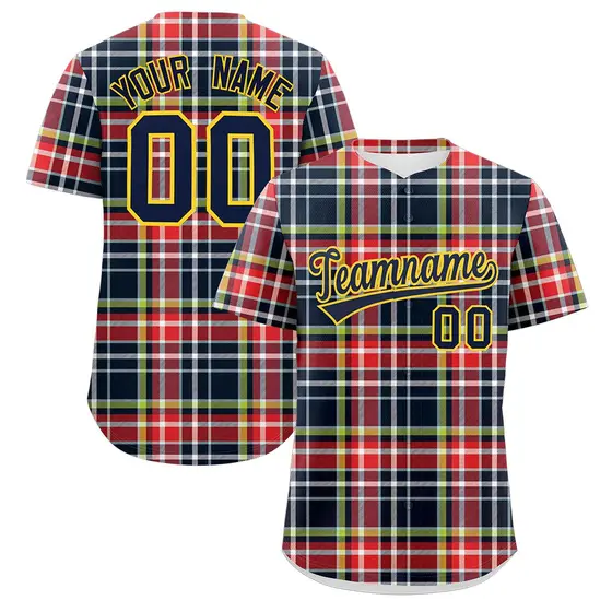 Multi Color Plaid Authentic Baseball Jersey