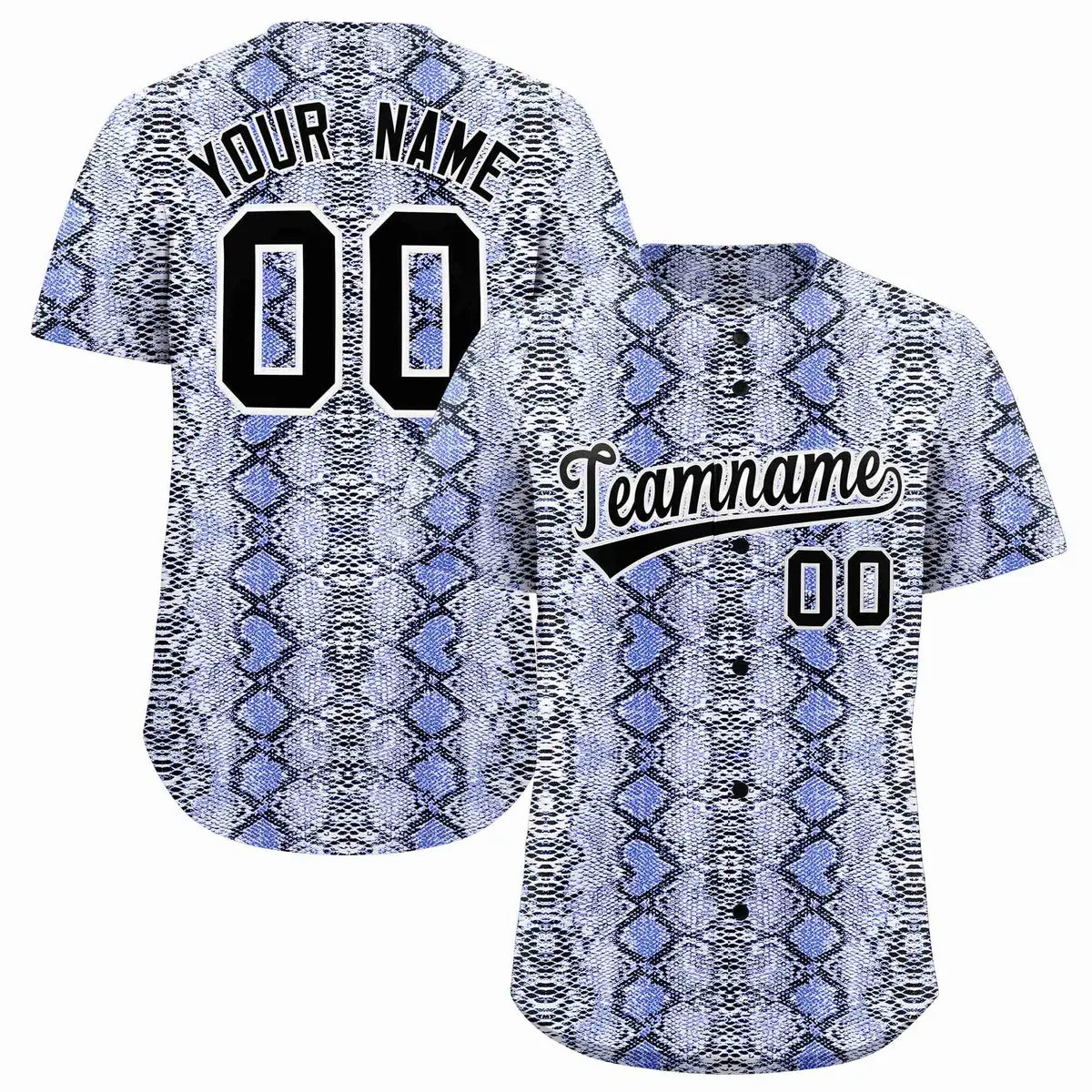 Multi Color Snakeskin Pattern Baseball Jersey