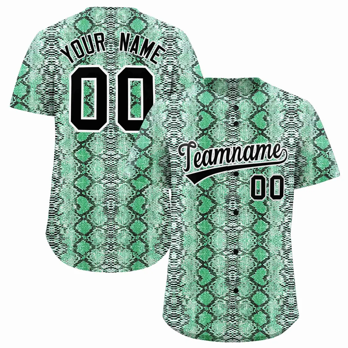 Multi Color Snakeskin Pattern Baseball Jersey