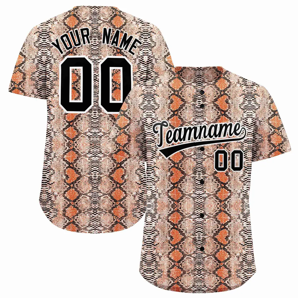 Multi Color Snakeskin Pattern Baseball Jersey