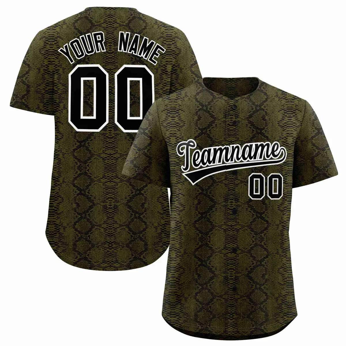Multi Color Snakeskin Pattern Baseball Jersey
