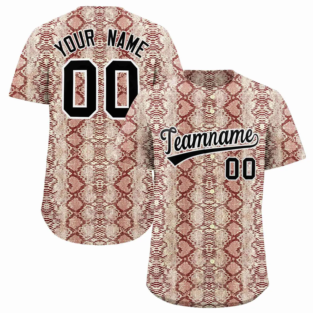 Multi Color Snakeskin Pattern Baseball Jersey