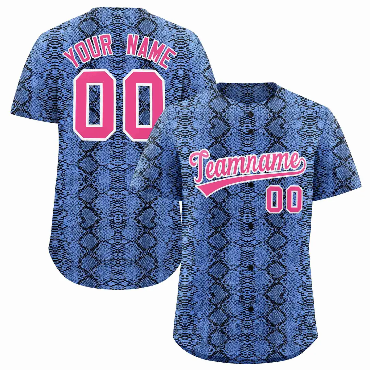 Multi Color Snakeskin Pattern Baseball Jersey