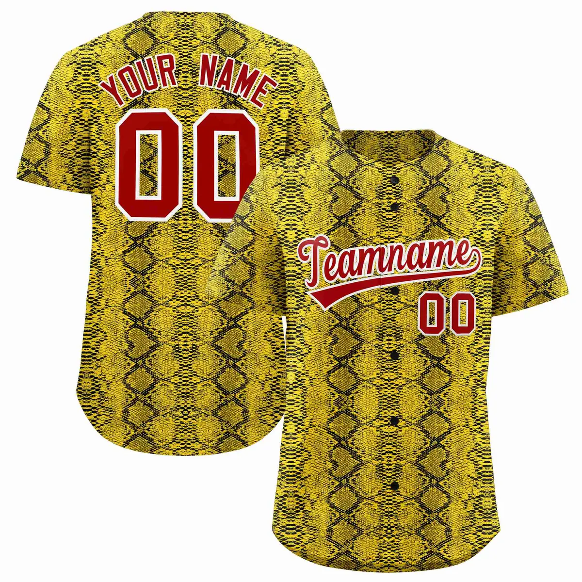 Multi Color Snakeskin Pattern Baseball Jersey