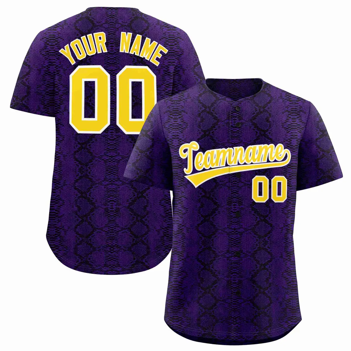 Multi Color Snakeskin Pattern Baseball Jersey
