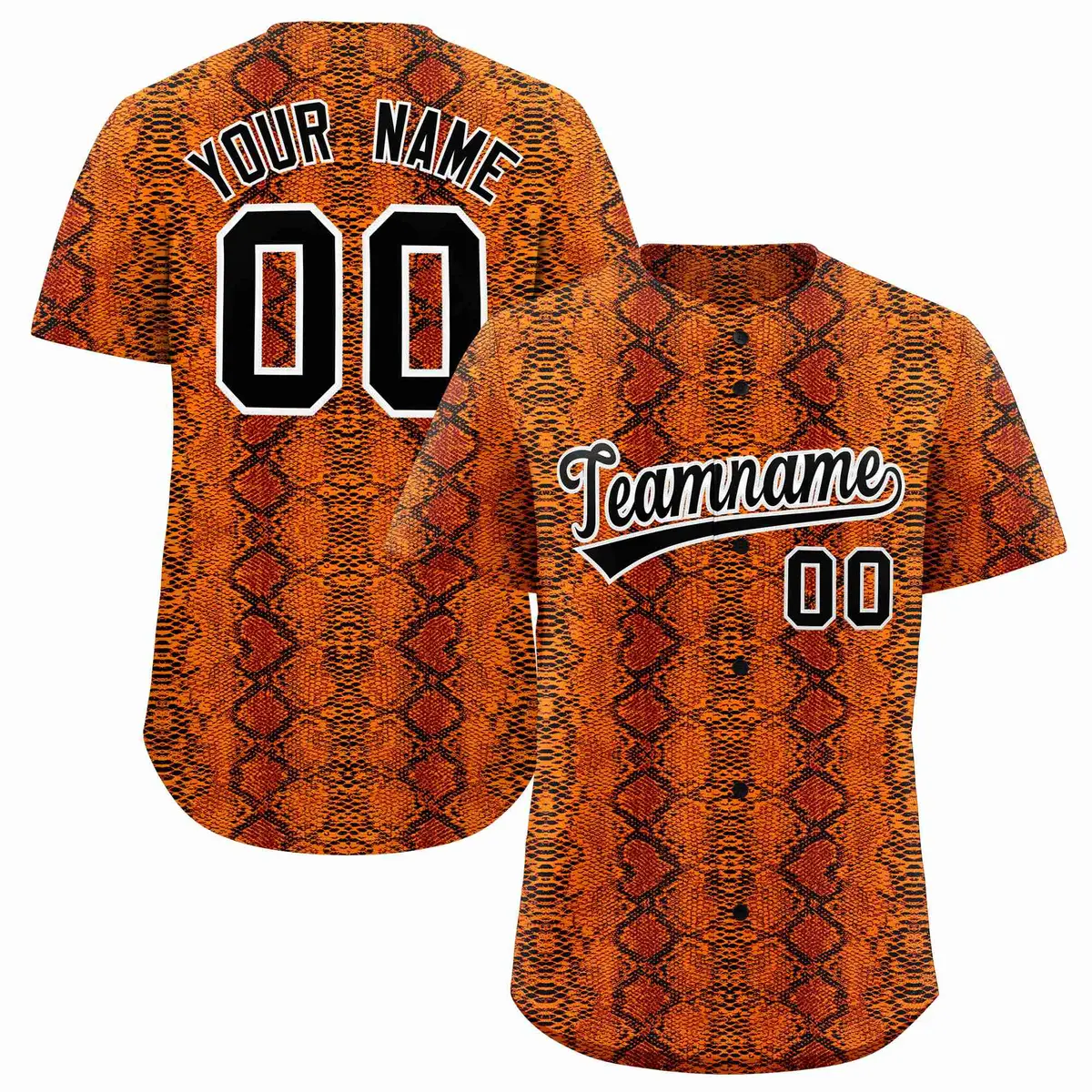 Multi Color Snakeskin Pattern Baseball Jersey
