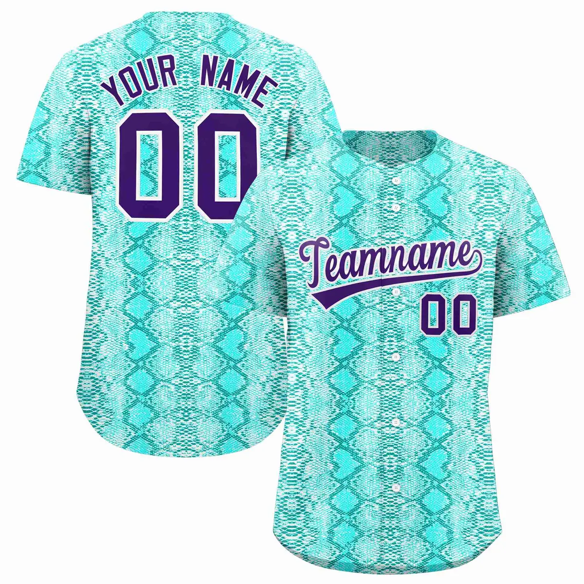 Multi Color Snakeskin Pattern Baseball Jersey