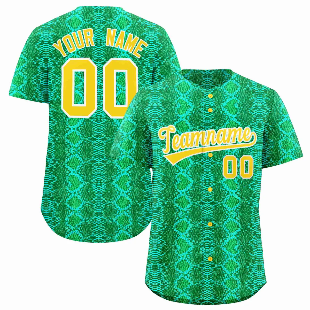 Multi Color Snakeskin Pattern Baseball Jersey
