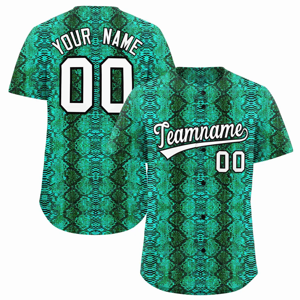 Multi Color Snakeskin Pattern Baseball Jersey