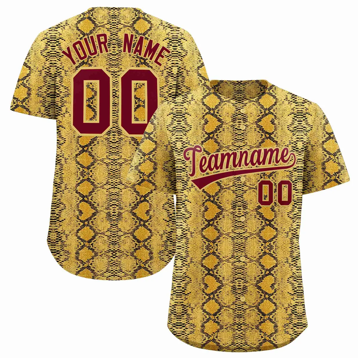Multi Color Snakeskin Pattern Baseball Jersey