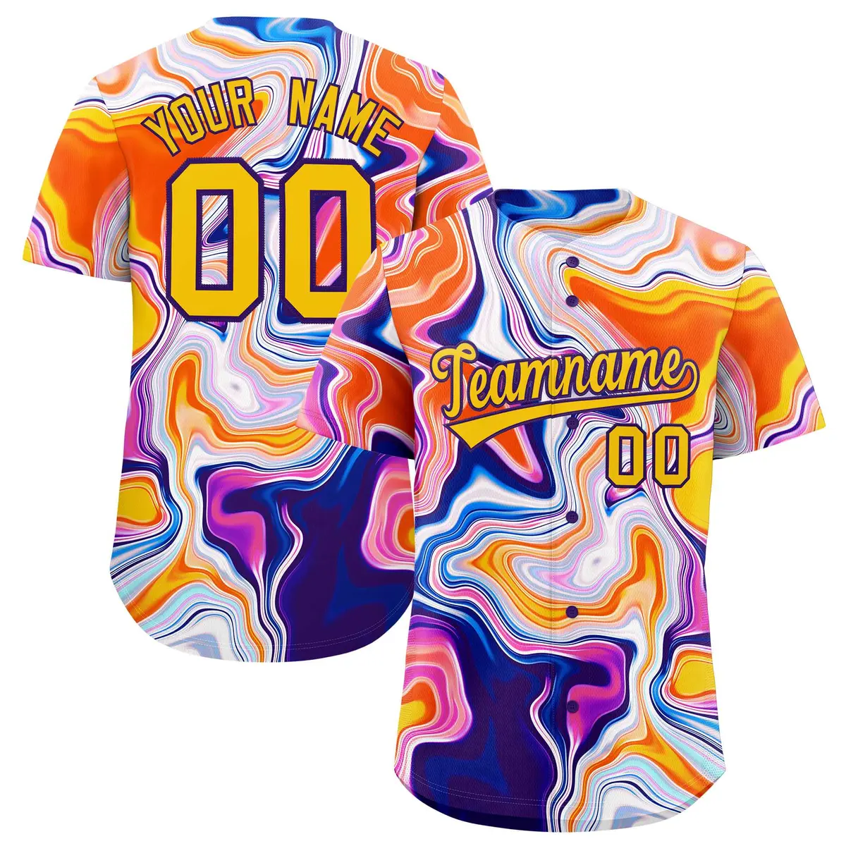 Multi Color Split Fluid Fashion Authentic Baseball Jersey