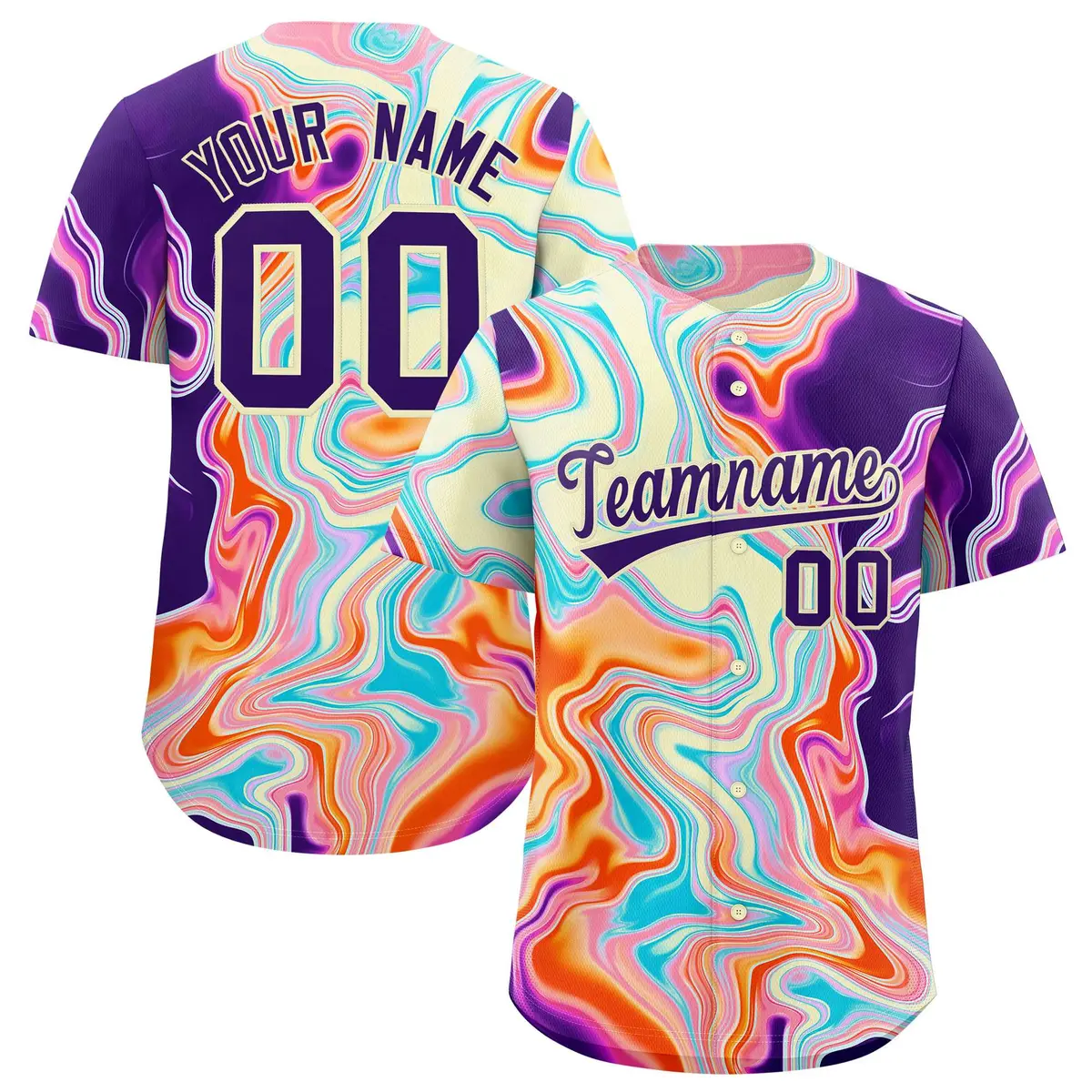 Multi Color Split Fluid Fashion Authentic Baseball Jersey