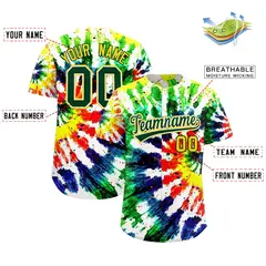 Multi Color Tie-Dye Graffiti Pattern Baseball Jersey 2