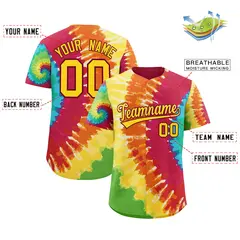 Multi Color Tie-Dye Graffiti Pattern Baseball Jersey 2