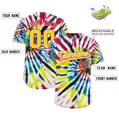 Multi Color Tie-Dye Graffiti Pattern Baseball Jersey 2