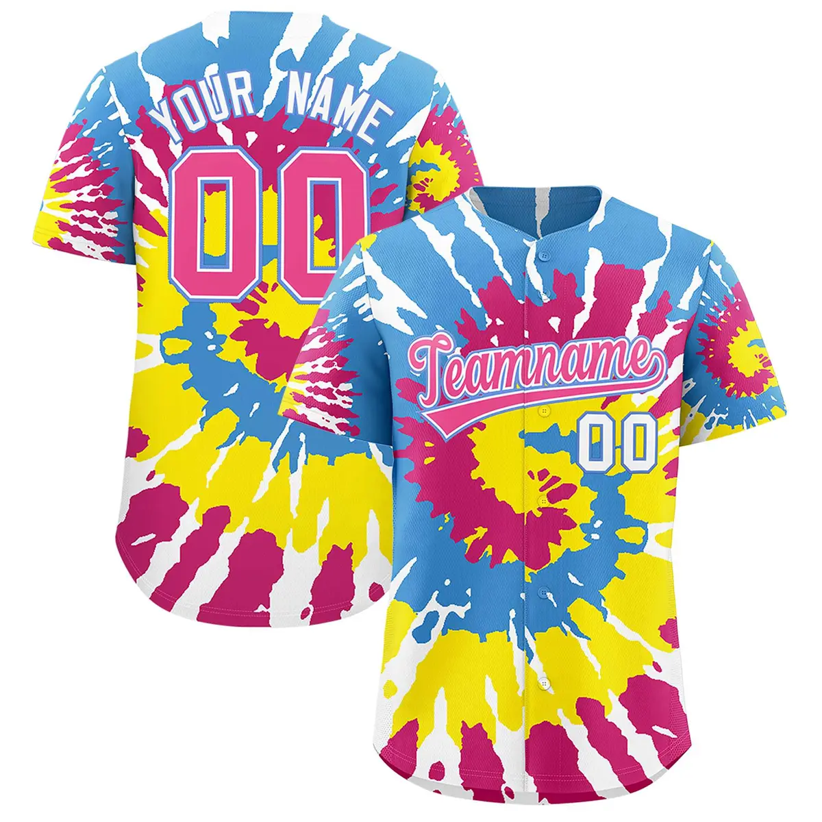 Multi Color Tie-Dye Graffiti Pattern Baseball Jersey