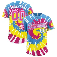 Multi Color Tie-Dye Graffiti Pattern Baseball Jersey