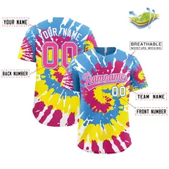Multi Color Tie-Dye Graffiti Pattern Baseball Jersey 2